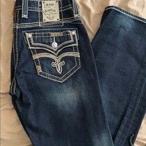 COPY - Rock Revival Blue Jeans with design scenes